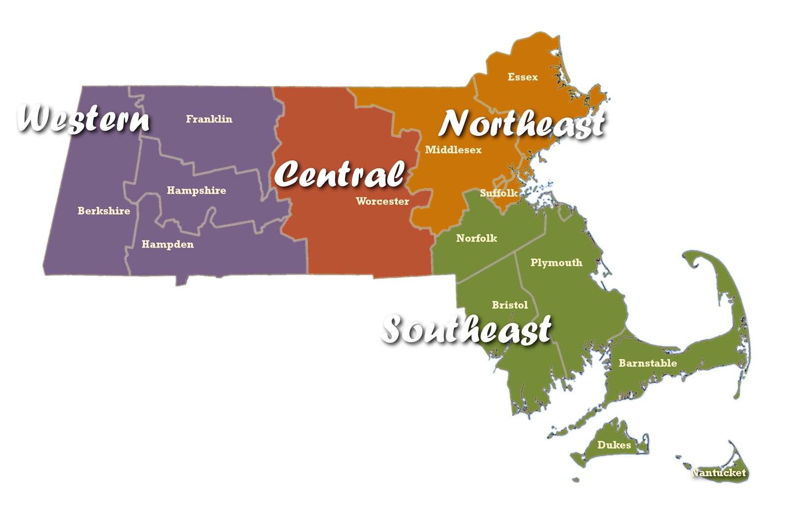 Massachusetts Regions Map