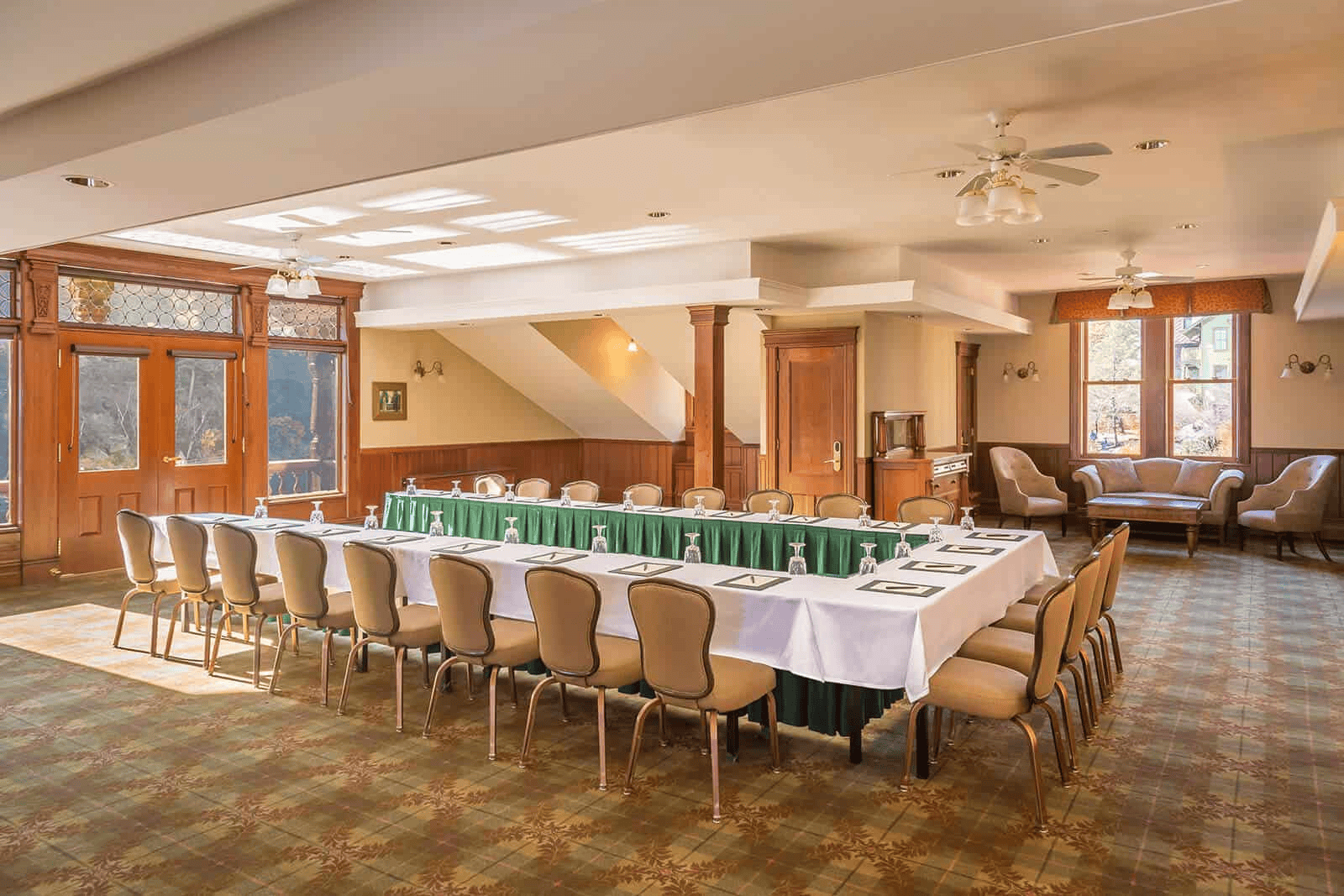 Cliff View Room: Large Meeting Room with Tables and Chairs at Our Upstate NY Resort