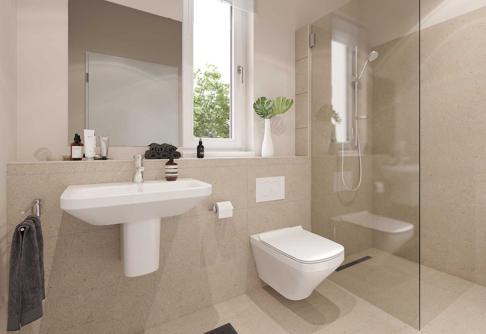 Neubauprojekt Neue Mittelheide Innenvisualisierung Bad