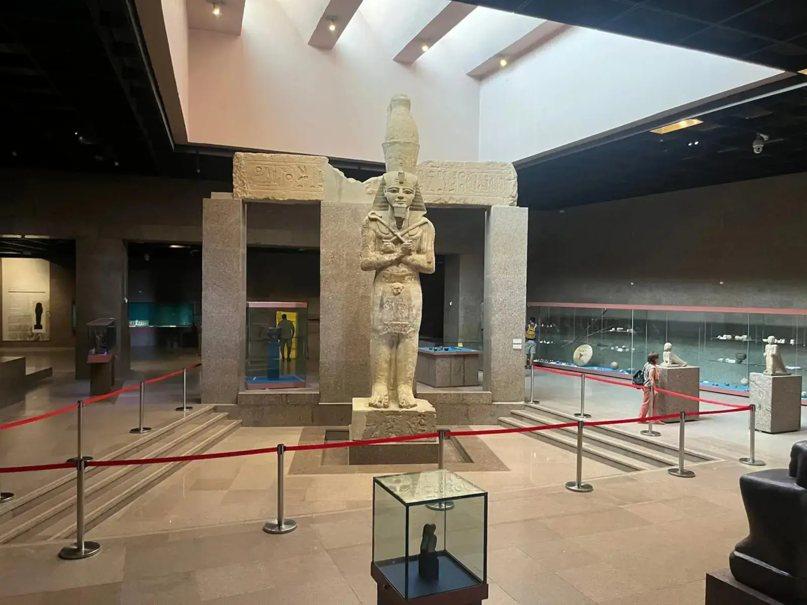 Monumental ancient statue displayed inside the Nubian Museum in Aswan