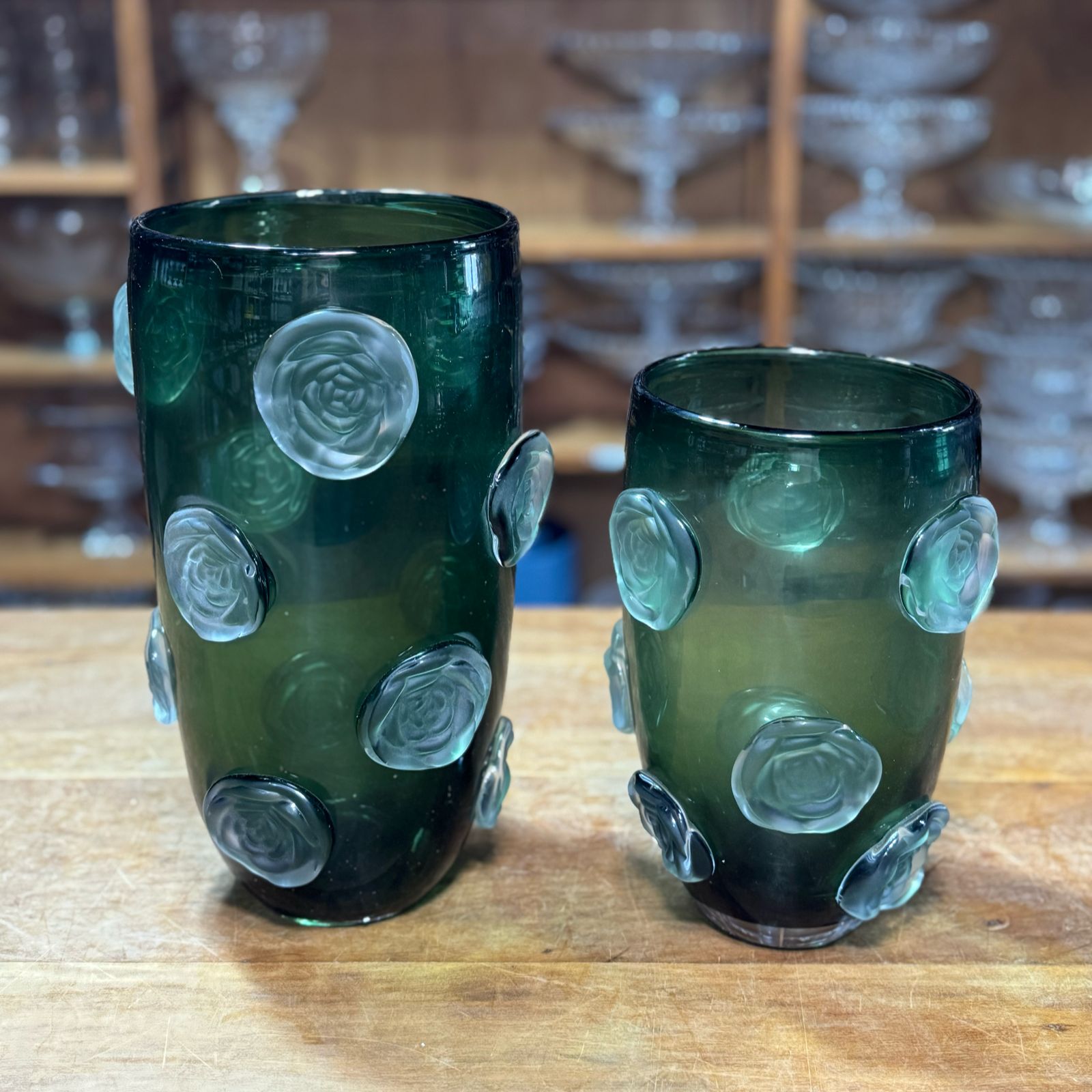 VASO VIDRO VERDE COM FLORES