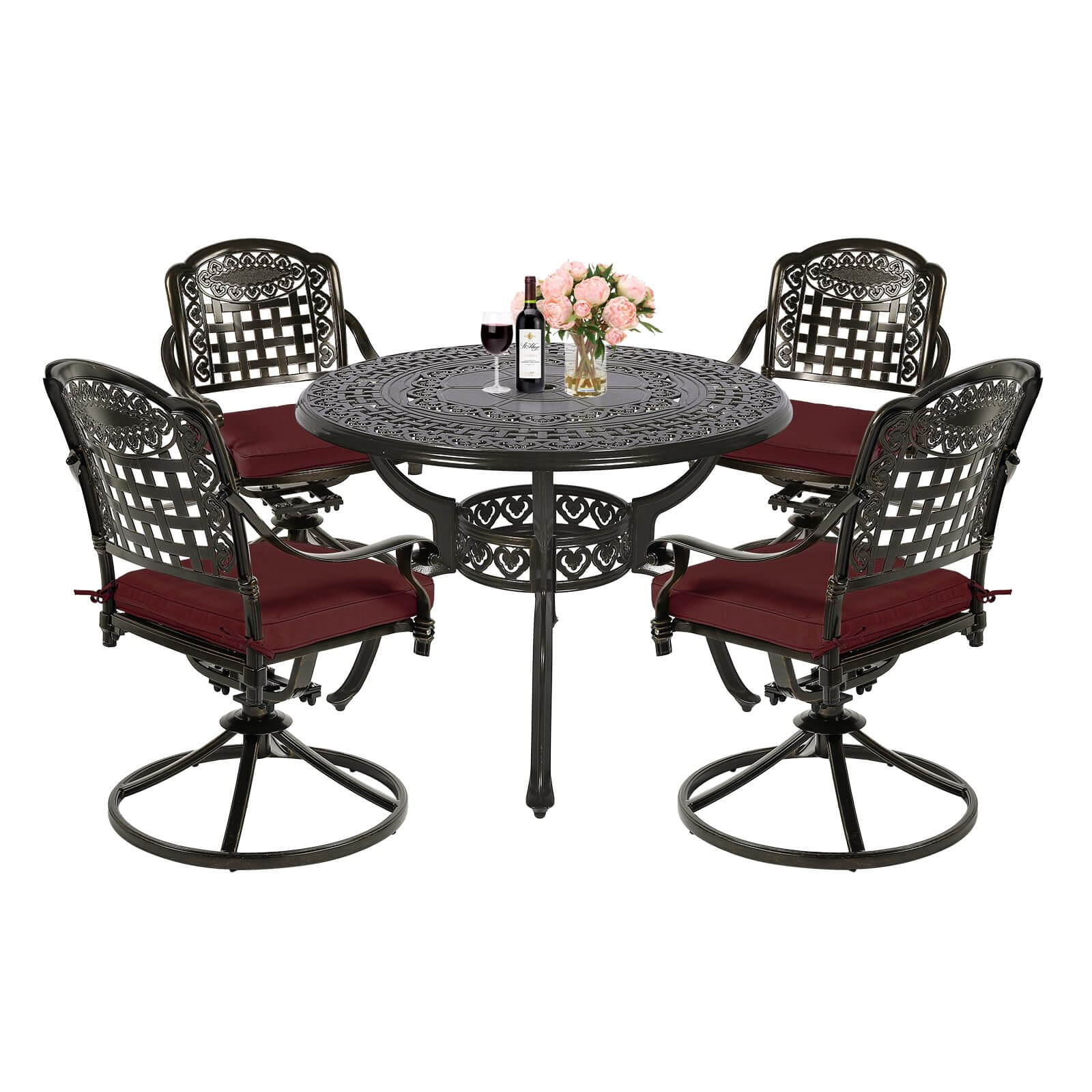 meetwarm-5-piece-outdoor-patio-dining-set-all-weather-cast-aluminum-patio-conversation-set-with-4-cushions-swivel-rocker-chairs-for-backyard-garden-deck-and-38-5-round-table