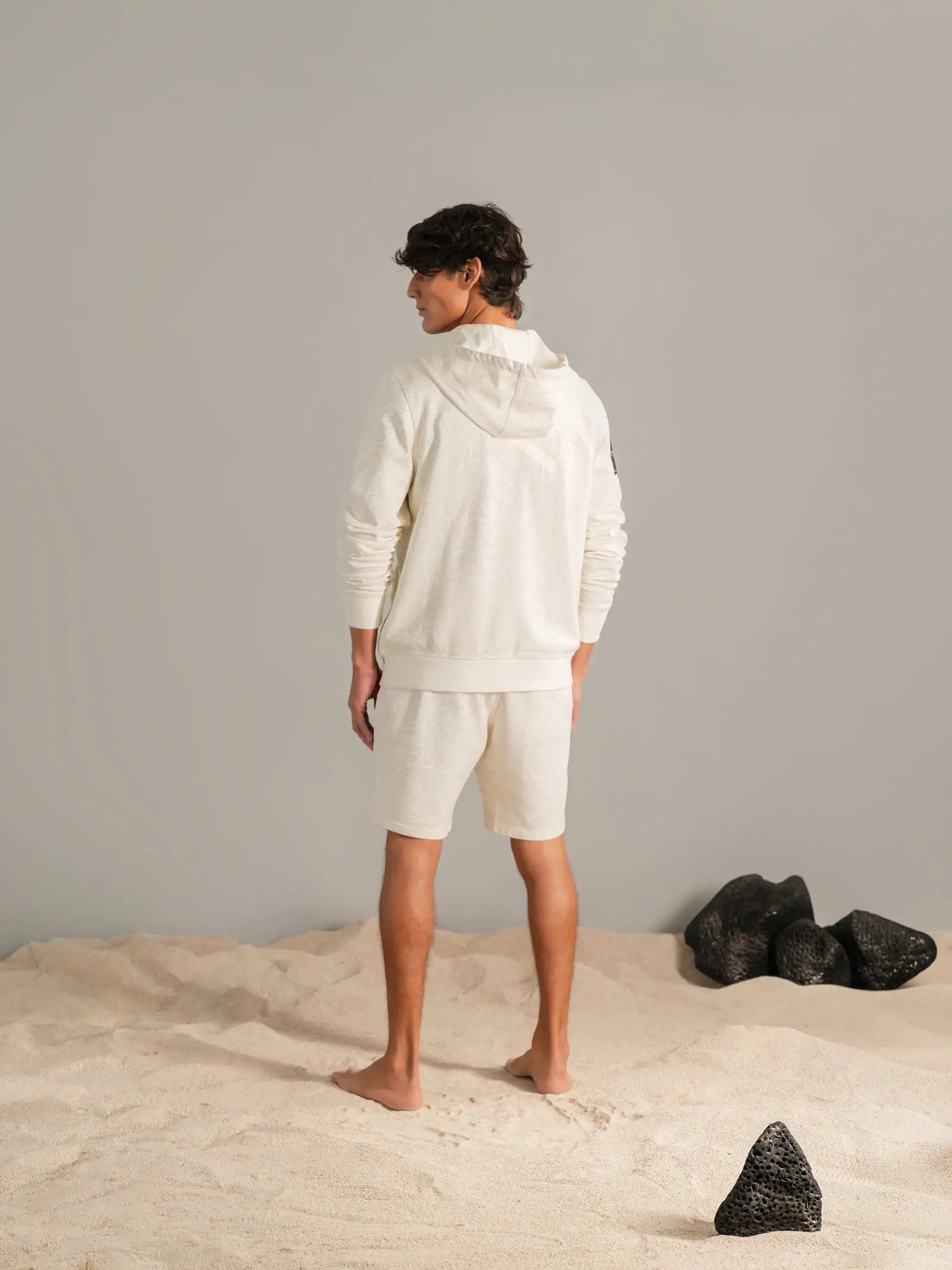 Sudadera con Capucha Olas y Tiburónes Nácar