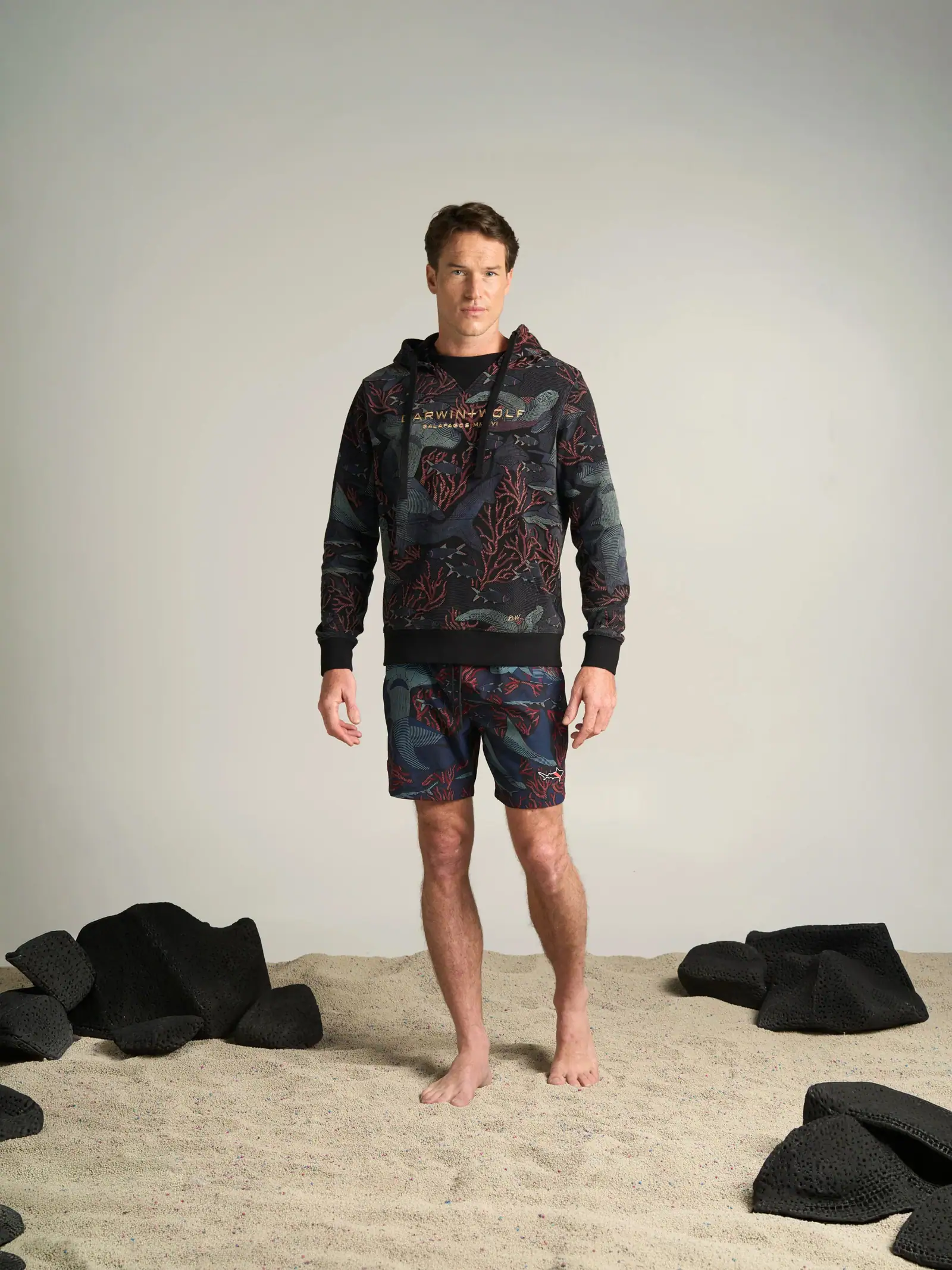 Sudadera con Capucha Unisex Arrecife Pintado