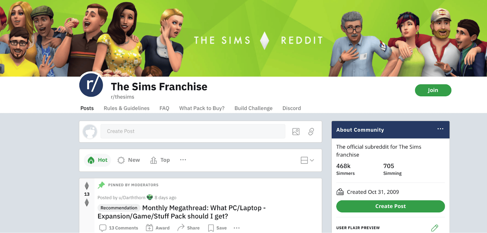 the sims reddit banner example