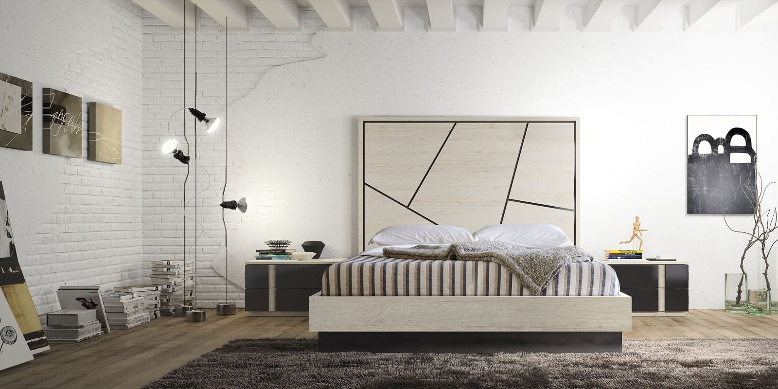 Dormitorio de matrimonio moderno color Nórdico