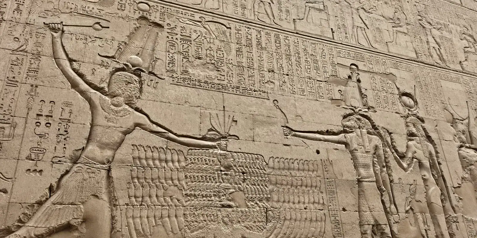 Exterior religious reliefs at the Temple of Esna