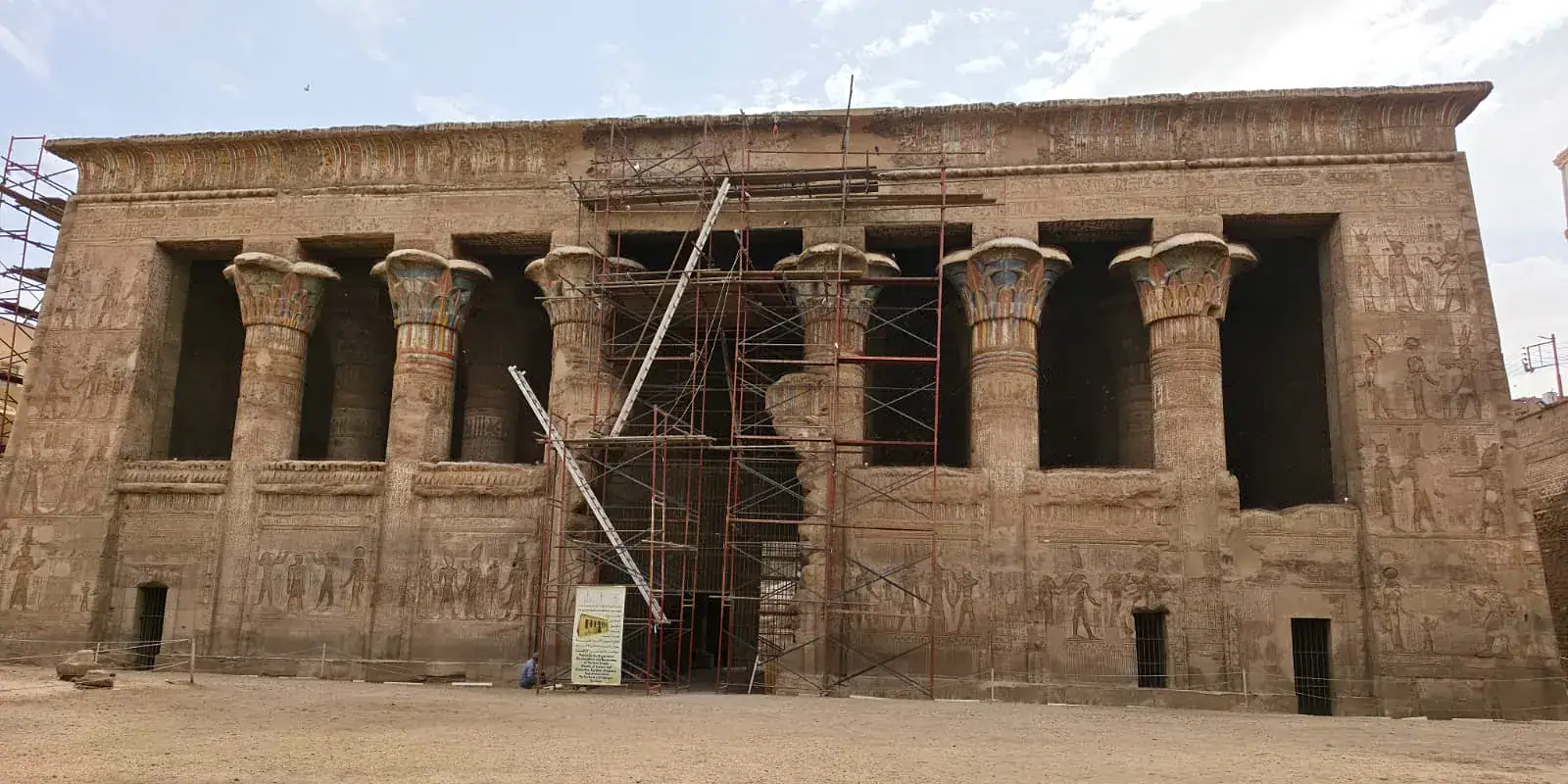 Restoration work on the pronaos of the Temple of Esna