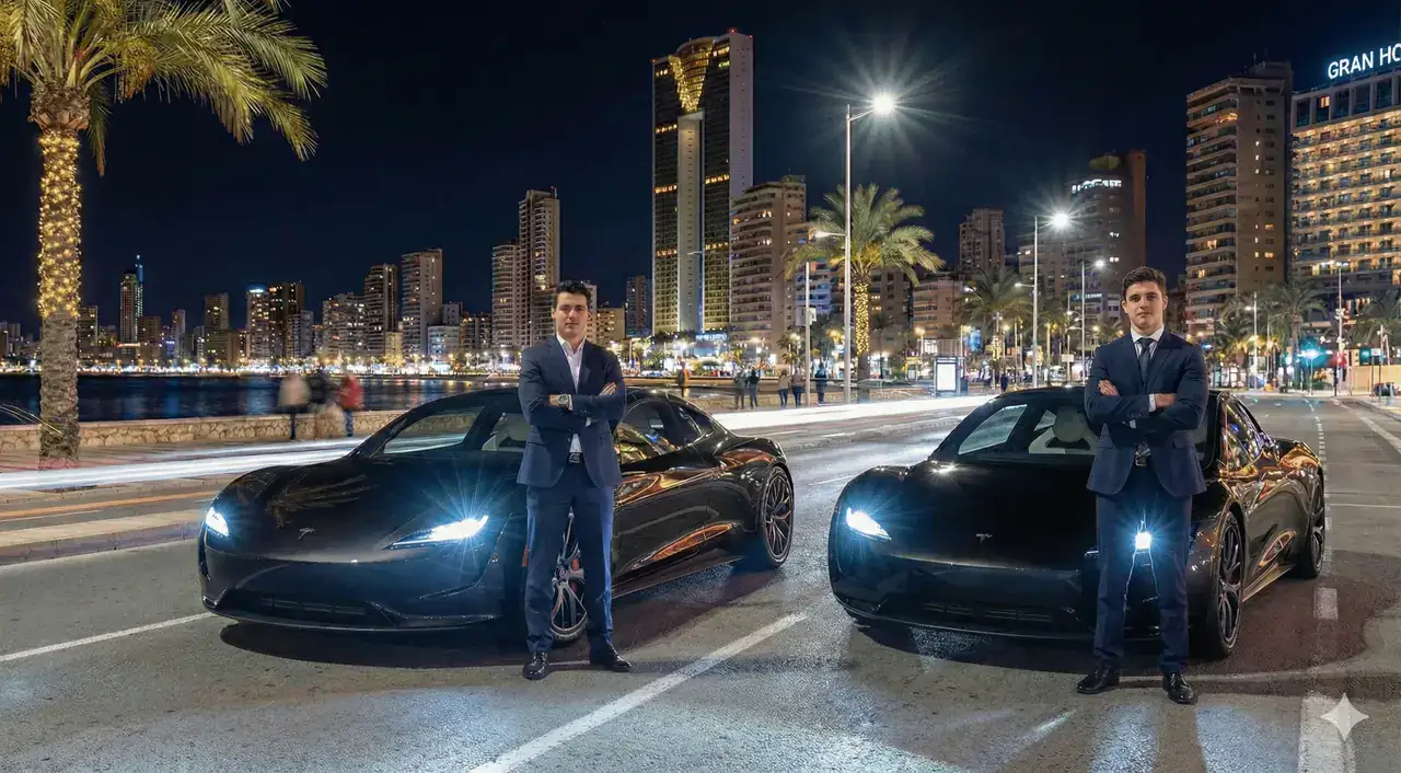 Premium Transfer to Benidorm by Benivan Transfer at night in Benidorm