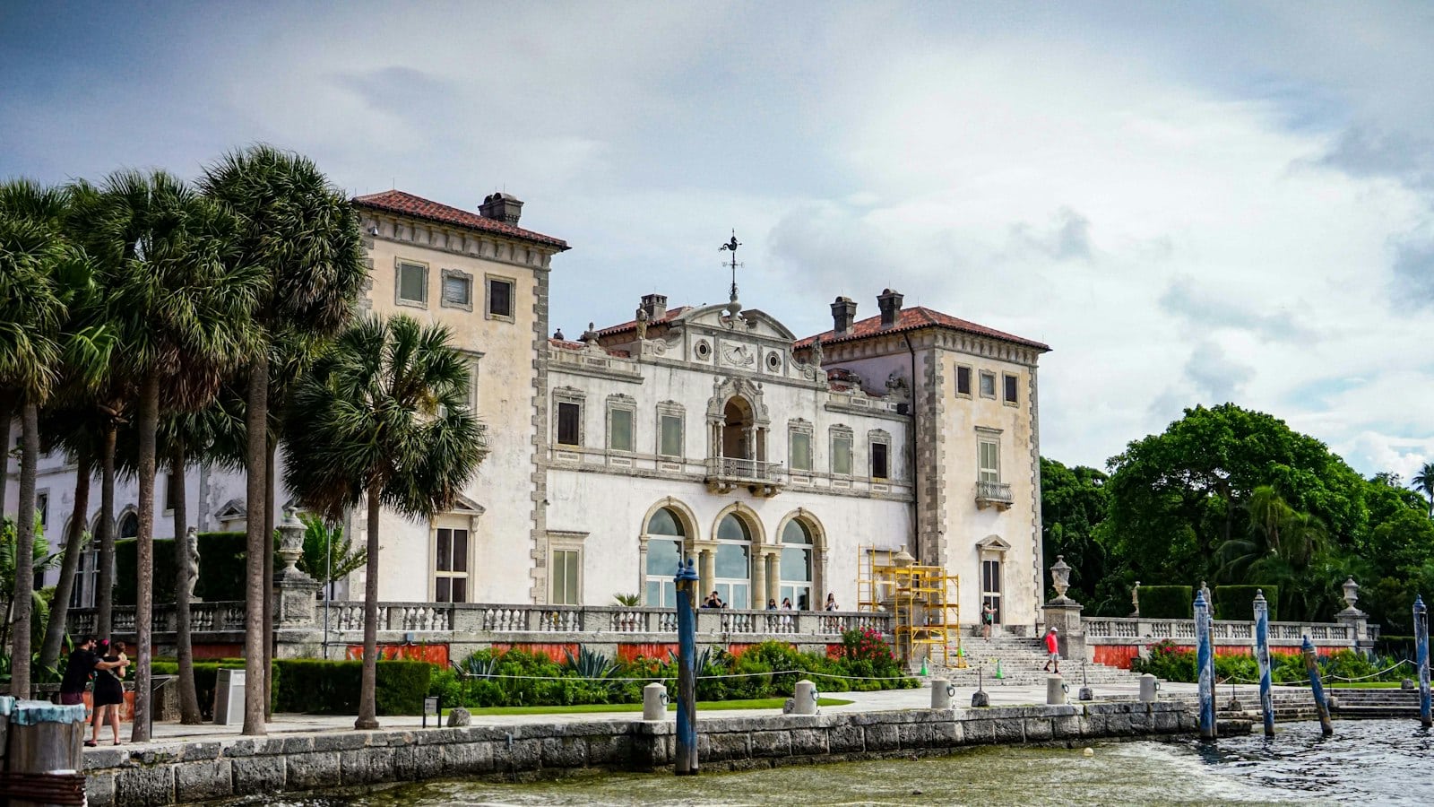 Aerial view of a grand waterfront estate