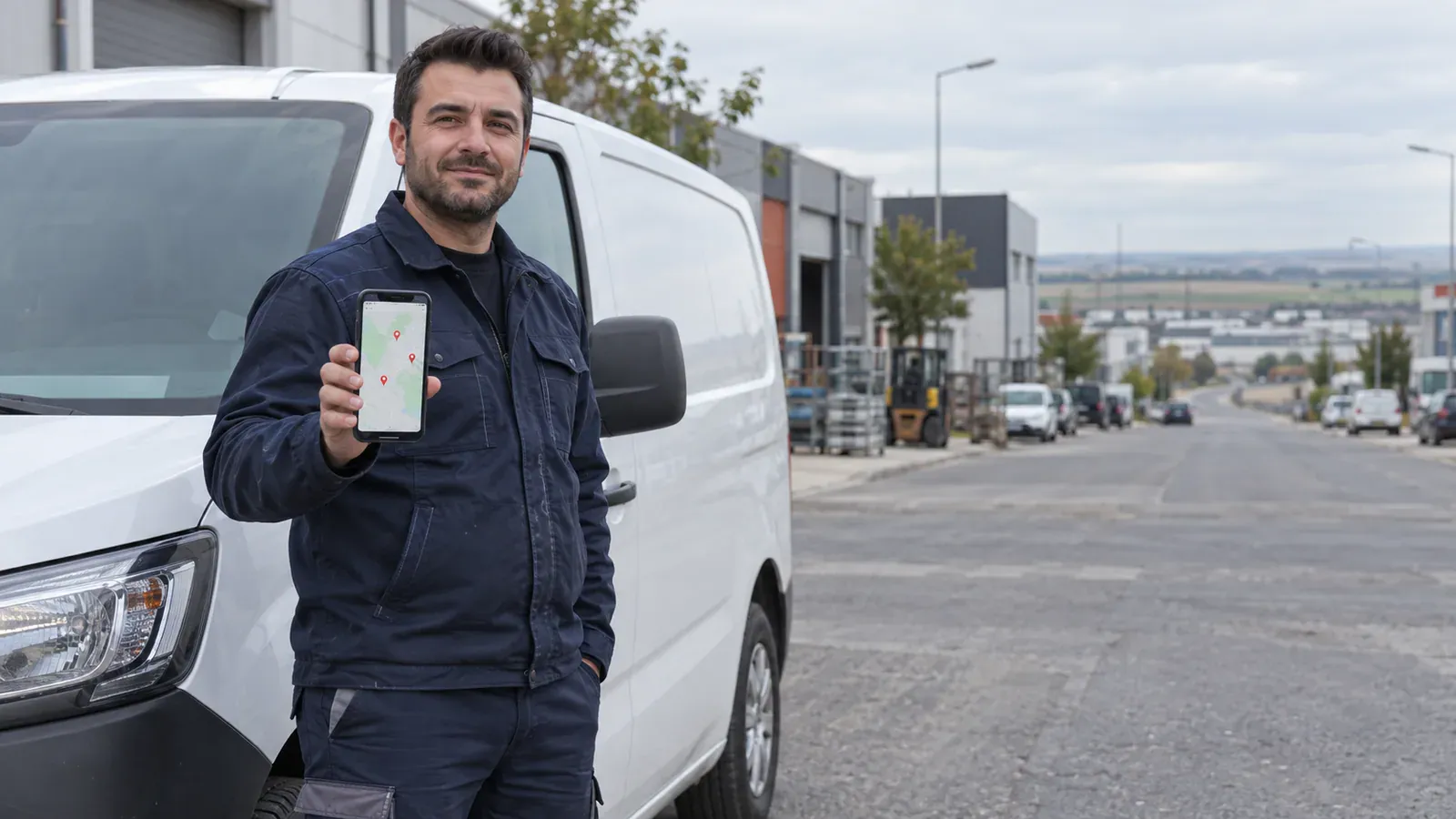 Telefonunda harita sonuçlarını inceleyen Tekirdağ'daki yerel hizmet işletmesi sahibi