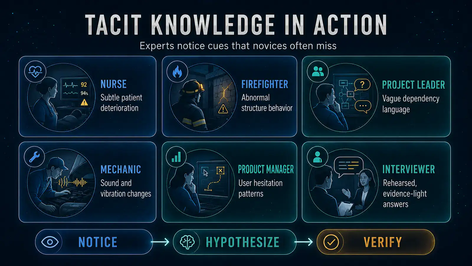 Six examples of tacit knowledge in professional decision-making