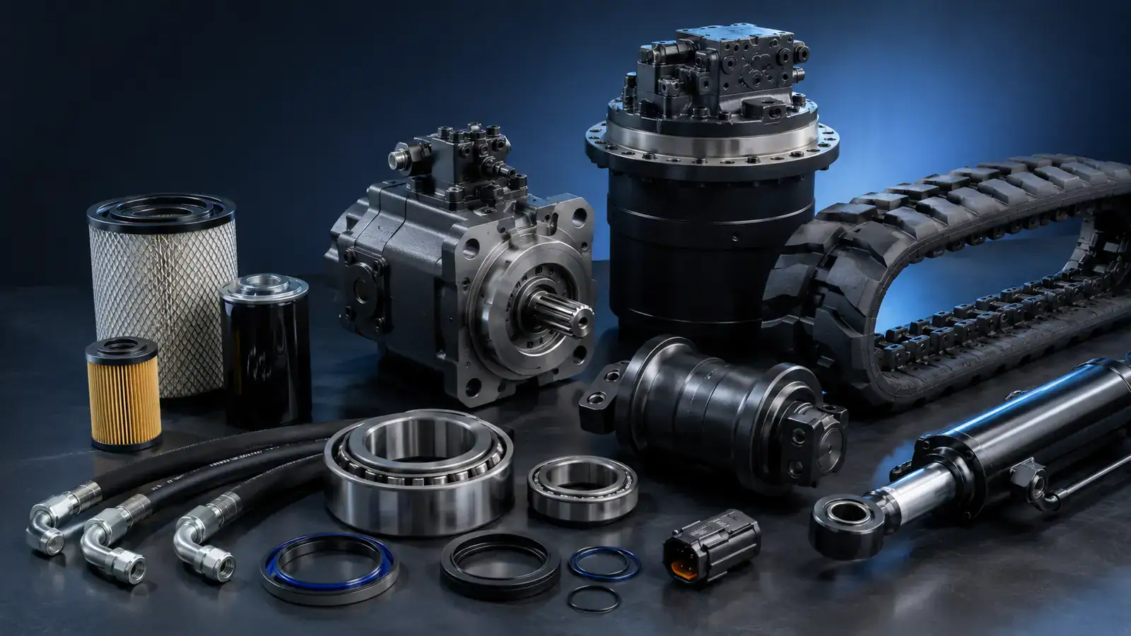 Części do maszyn budowlanych – hydraulika, napęd, filtry i podwozie gąsienicowe