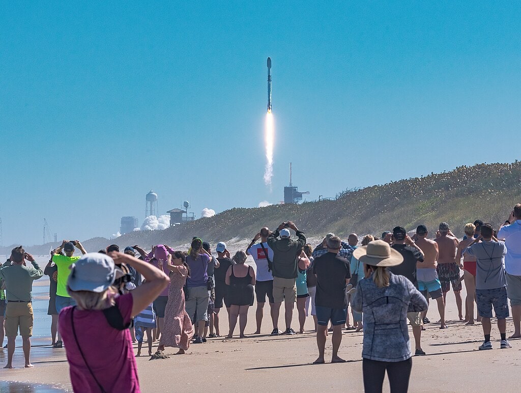 Rocket launch viewed from Playalinda Beach on Florida's Space Coast