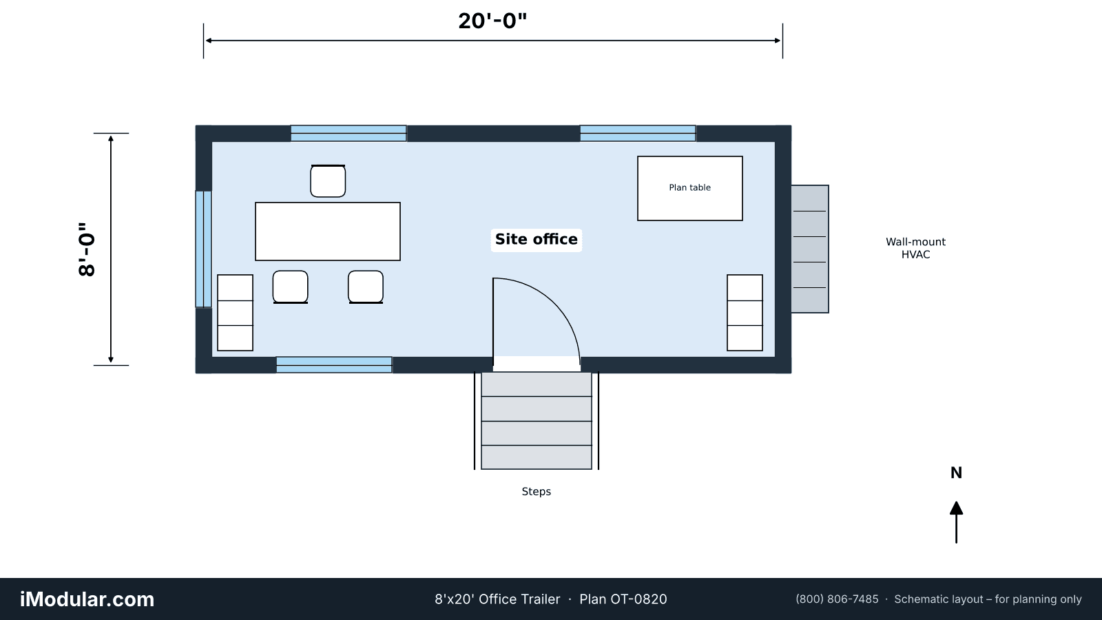 8'x20' office trailer floor plan