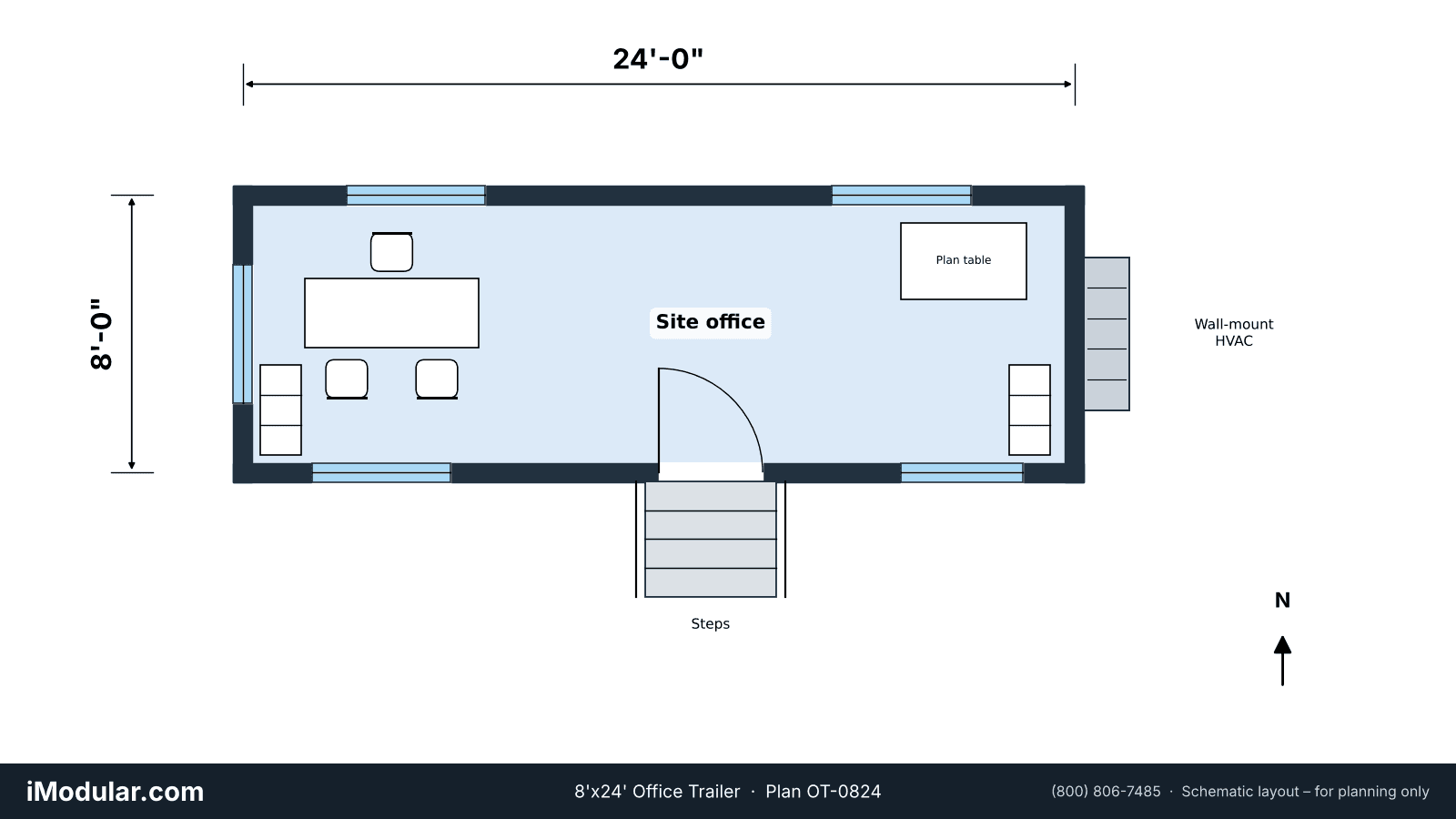 8'x24' office trailer floor plan