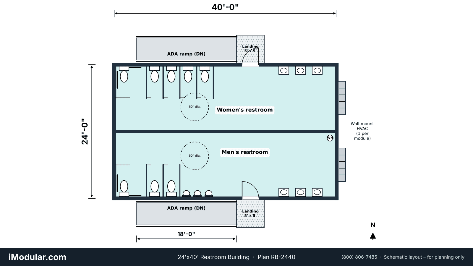 24'x40' restroom building floor plan