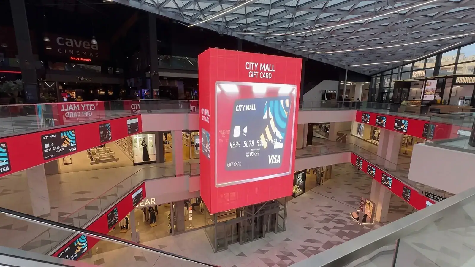 YUCHIP LED display installation in a shopping mall for retail and DOOH advertising