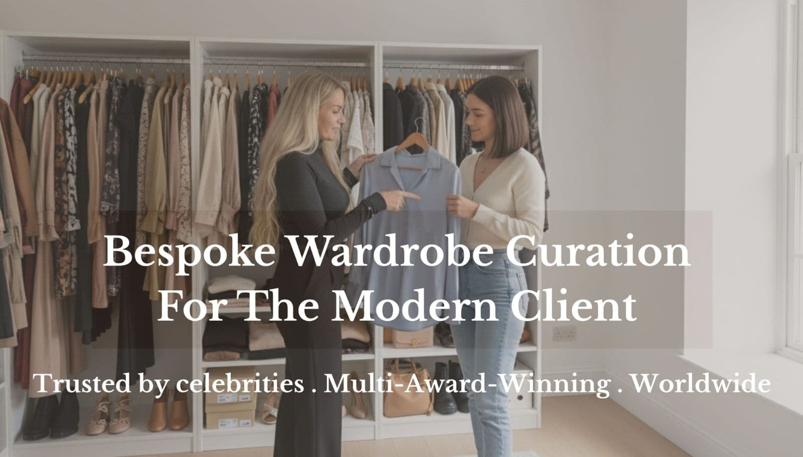 Brighton based personal stylist Michelle Barrett with client during wardrobe edit
