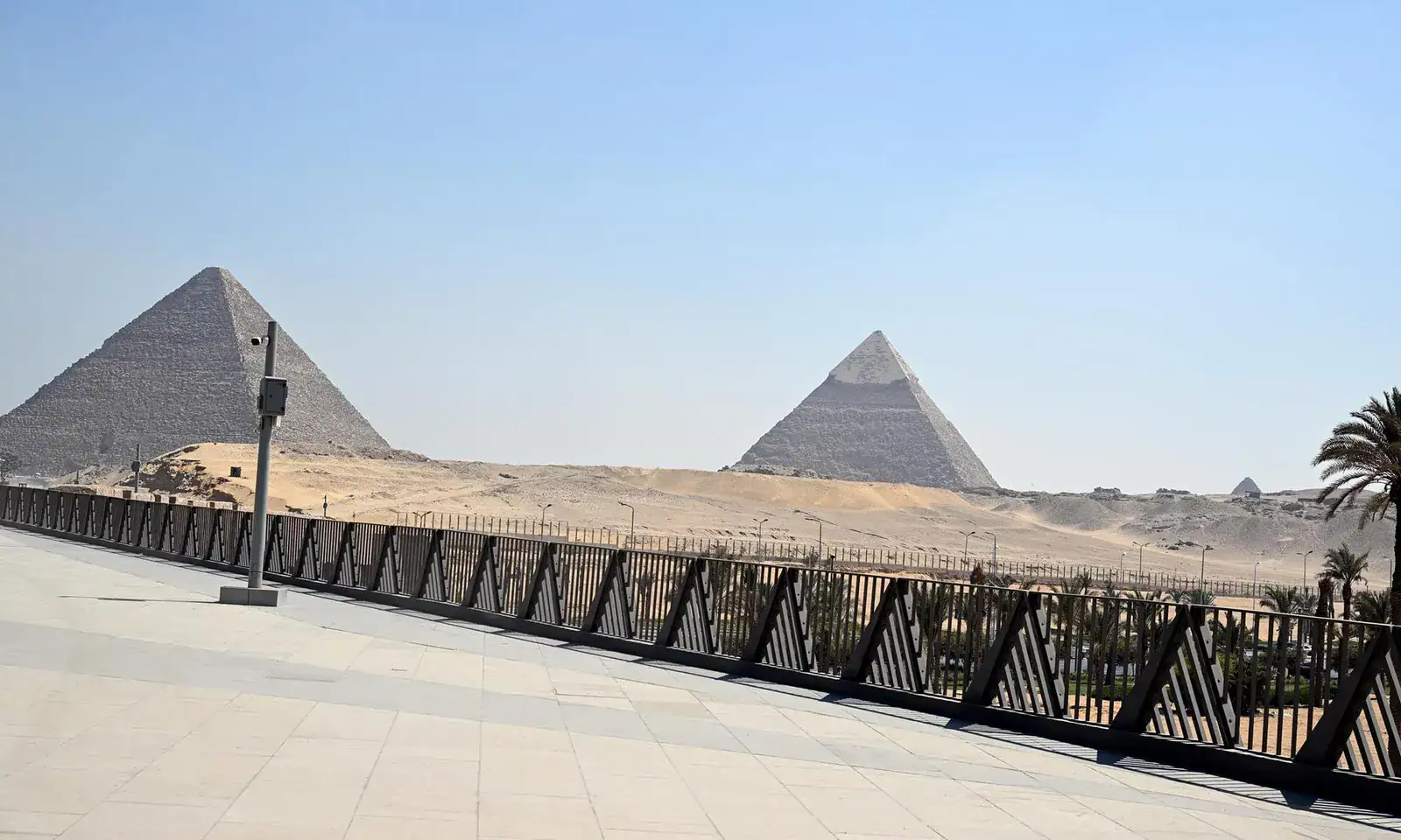 View of the Giza Pyramids from the Grand Egyptian Museum area