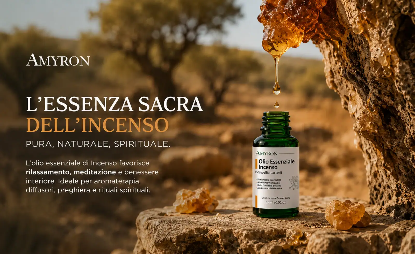 Olio essenziale di incenso AMYRON con resina naturale di Boswellia carterii