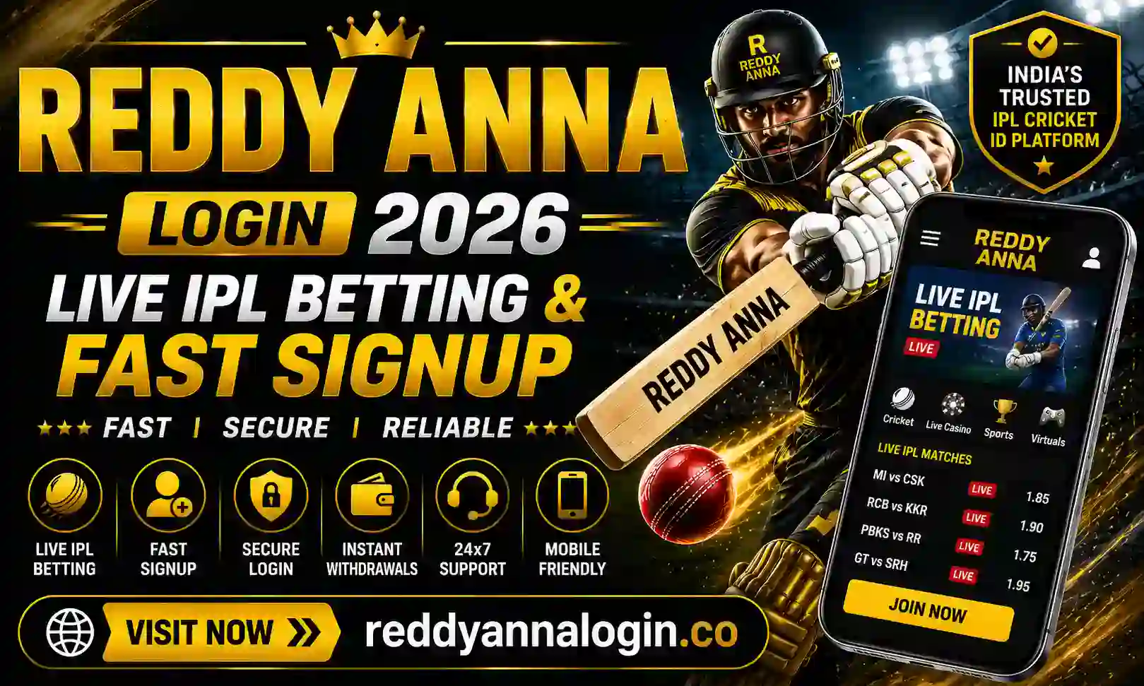 Reddy Anna Login 2026 – Live IPL Betting & Fast Signup