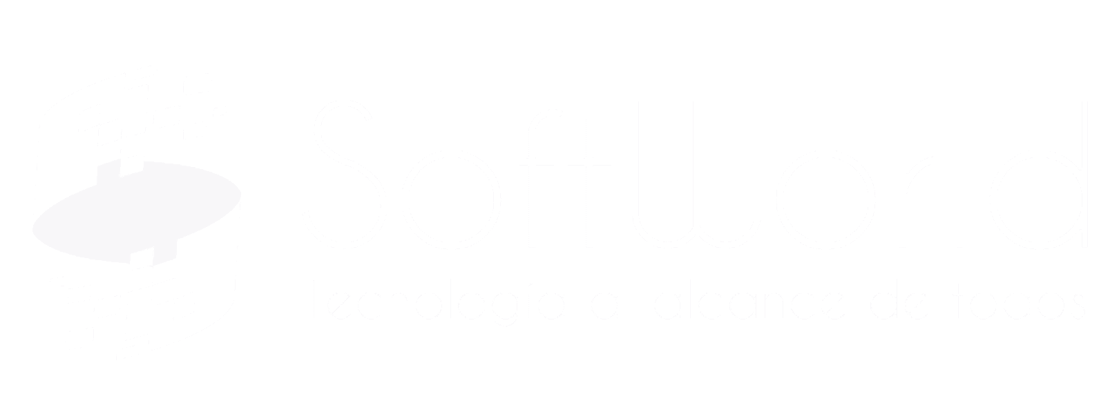 Logotipo en blanco de Softworld Colombia para desarrollo de software a medida