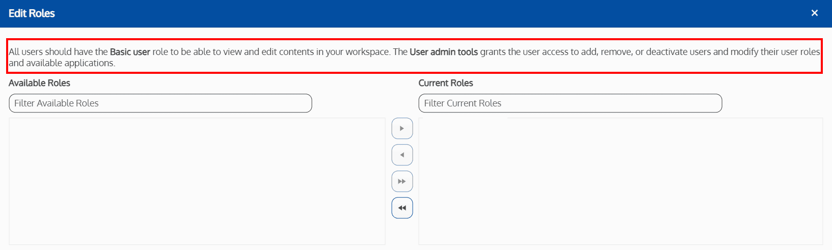 Screenshot of the edit roles window content