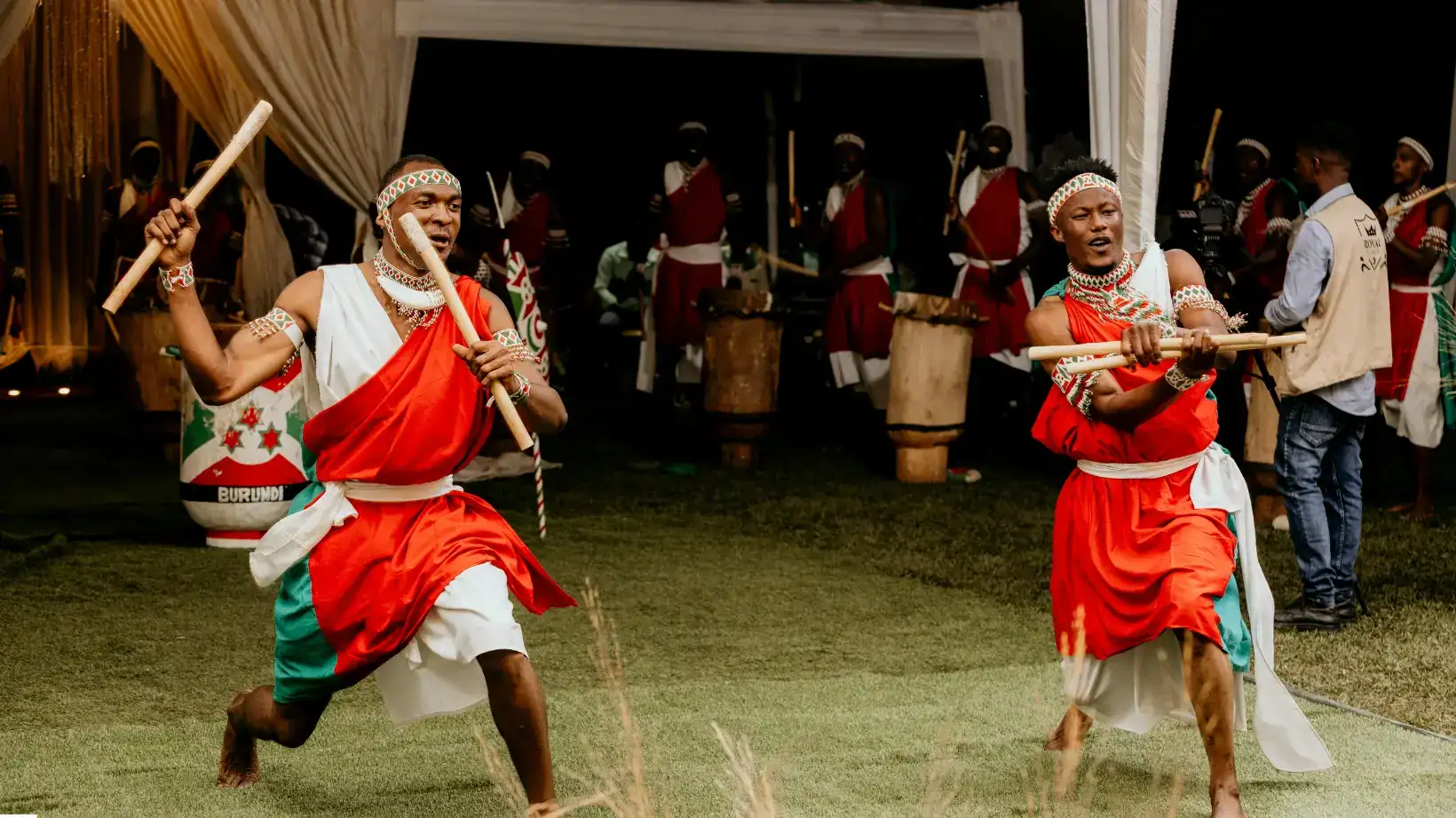 A group of people dancing