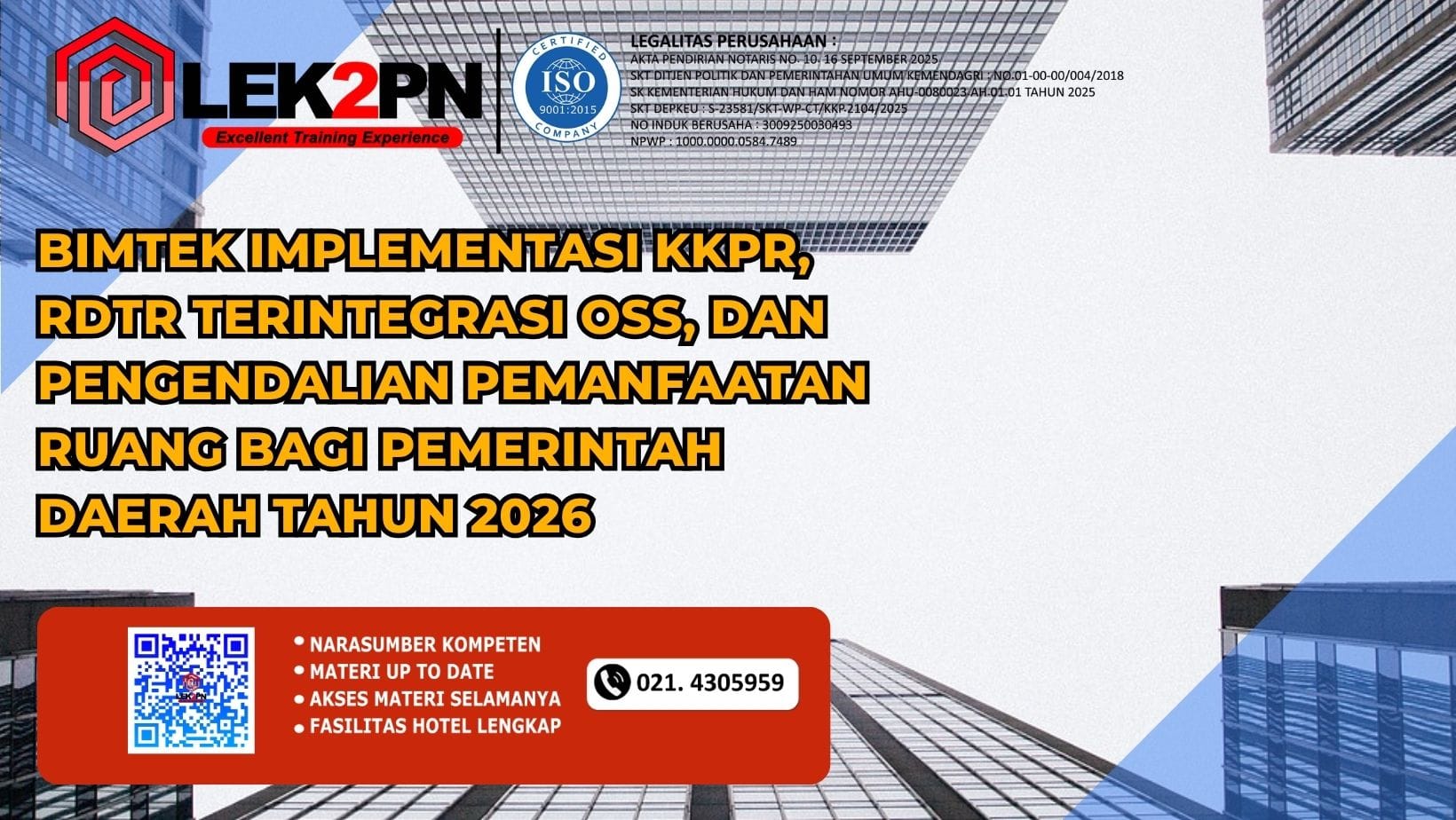 Bimtek Implementasi KKPR, RDTR Terintegrasi OSS, dan Pengendalian Pemanfaatan Ruang bagi Pemerintah Daerah Tahun 2026
