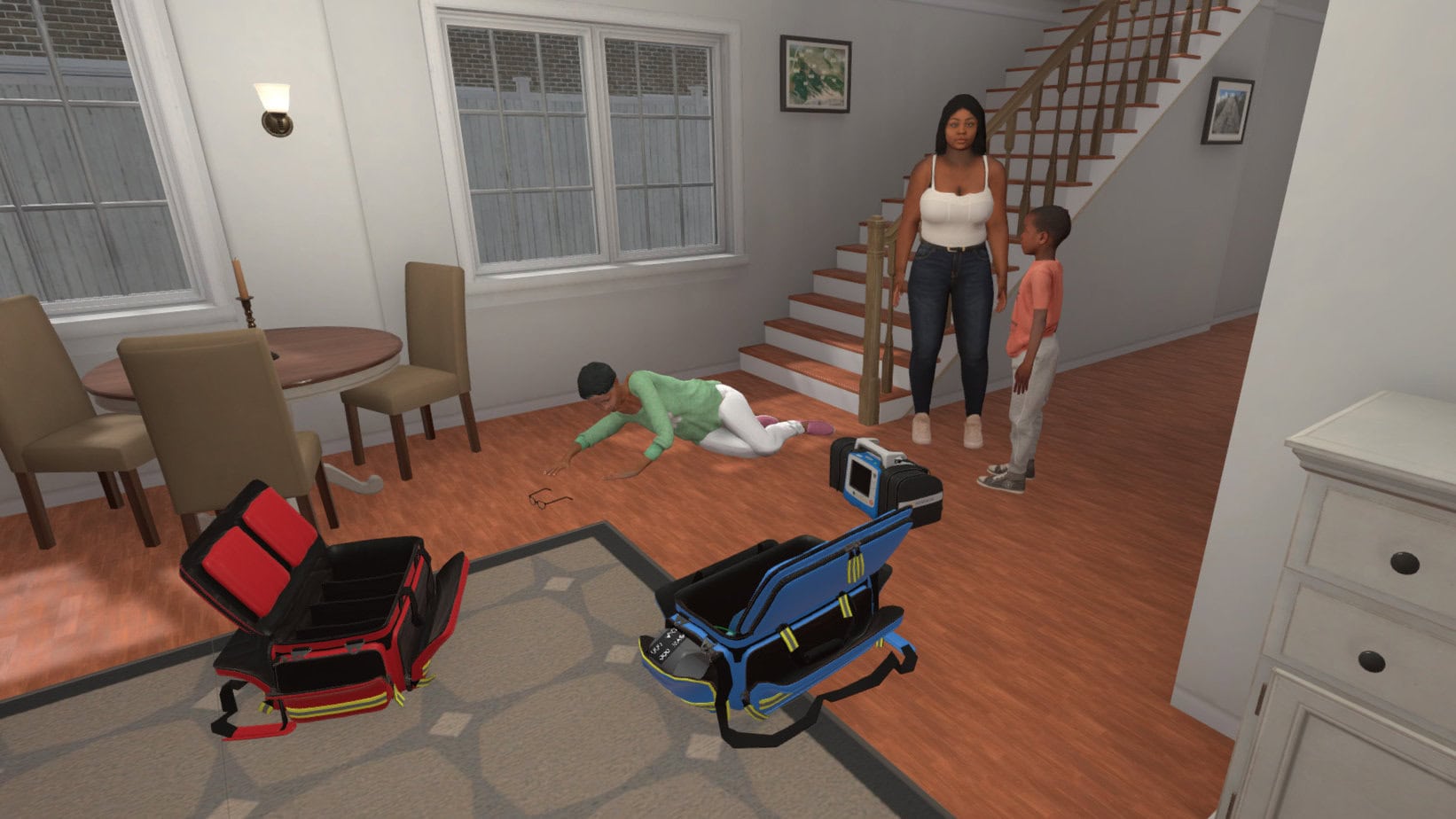 High fidelity VR patient configured for paramedic training High fidelity virtual patient configured for EMS simulation