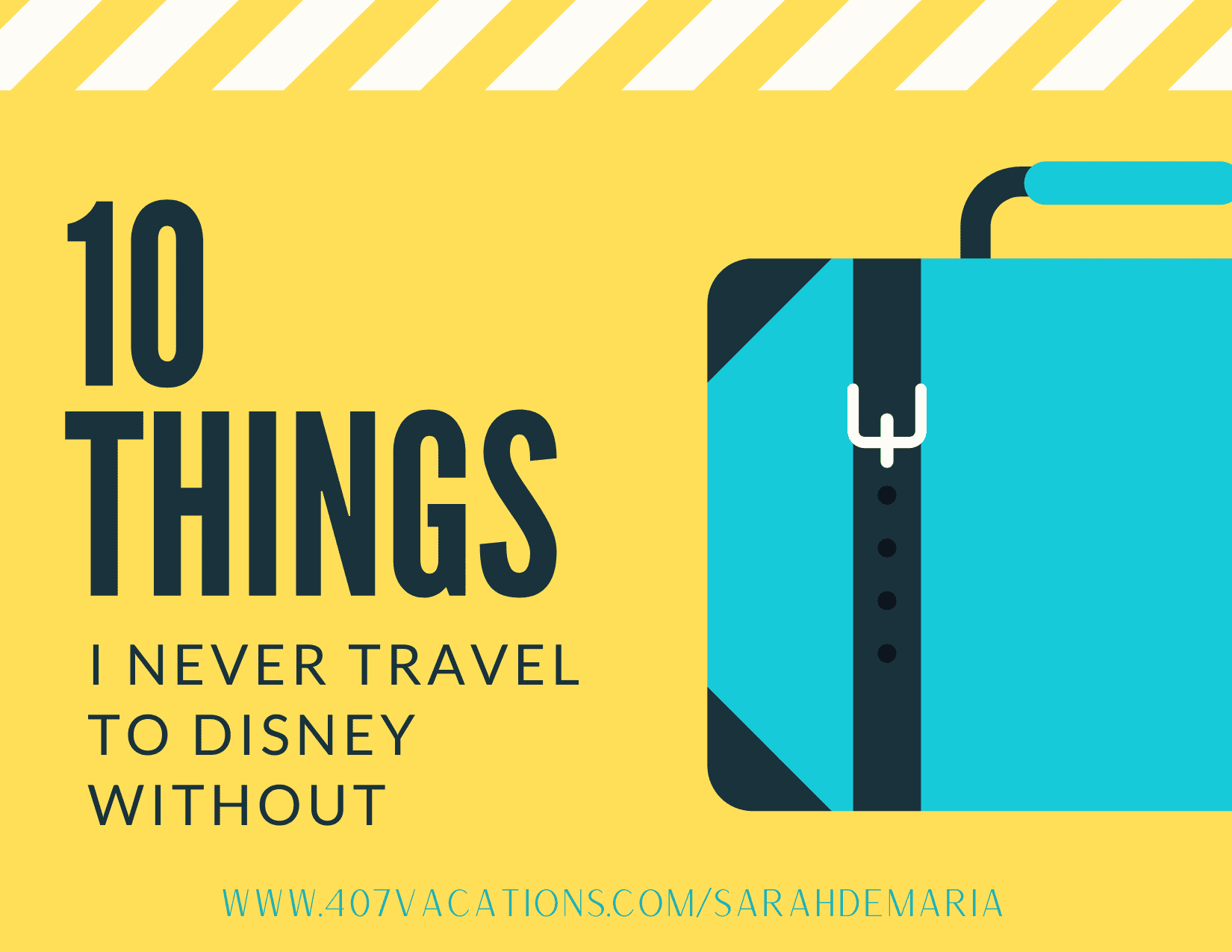 Suitcase illustration for travel tips and vacation planning with 407 Vacations.