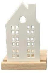 Haus Teelicht Halter aus Porzellan weiß