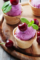 Cherry Ice Cream With Mint