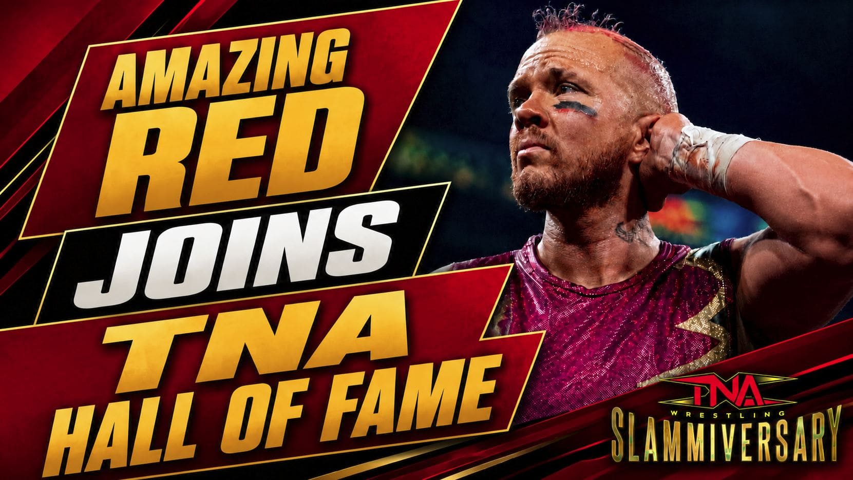 Amazing Red receives TNA Hall of Fame announcement during Slammiversary after Ultimate X Championship match