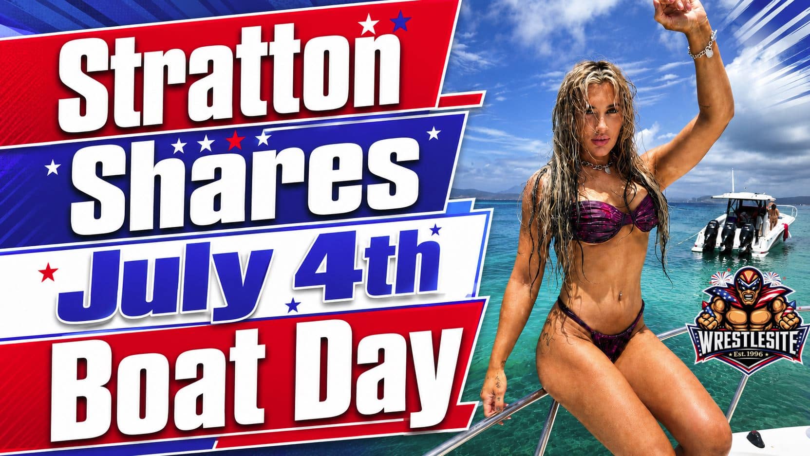 Tiffany Stratton poses during a July 4th Puerto Rico boat day shared on Instagram