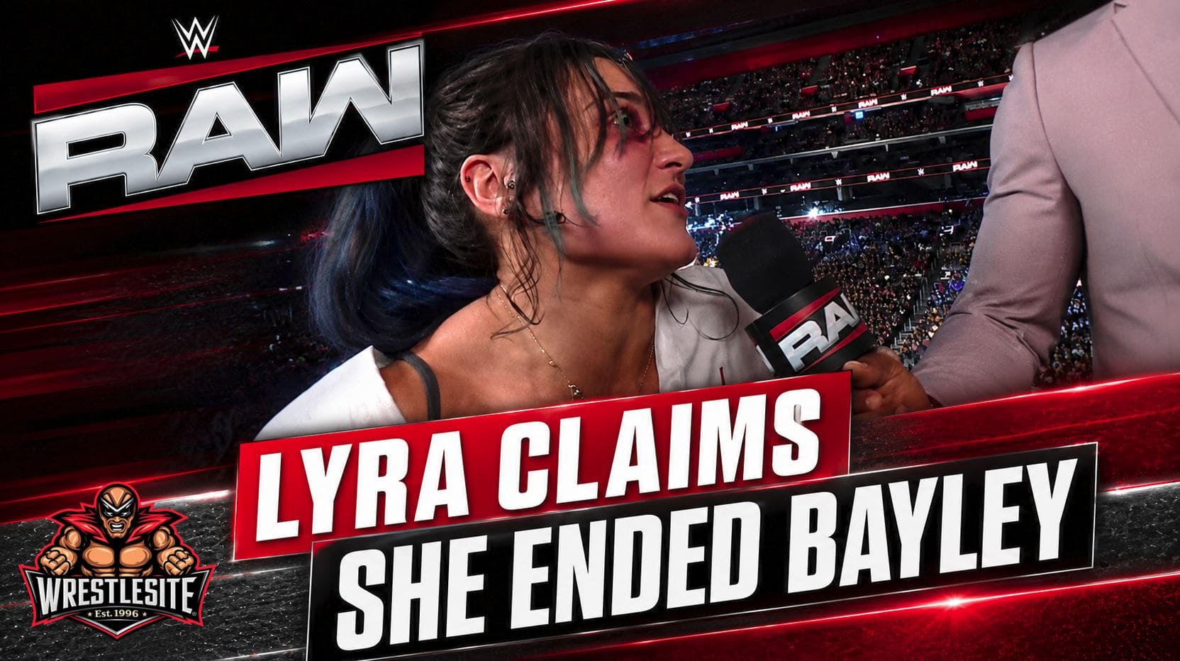 Lyra Valkyria attacks Bayley on steel steps after choking her unconscious during WWE Saturday Night’s Main Event