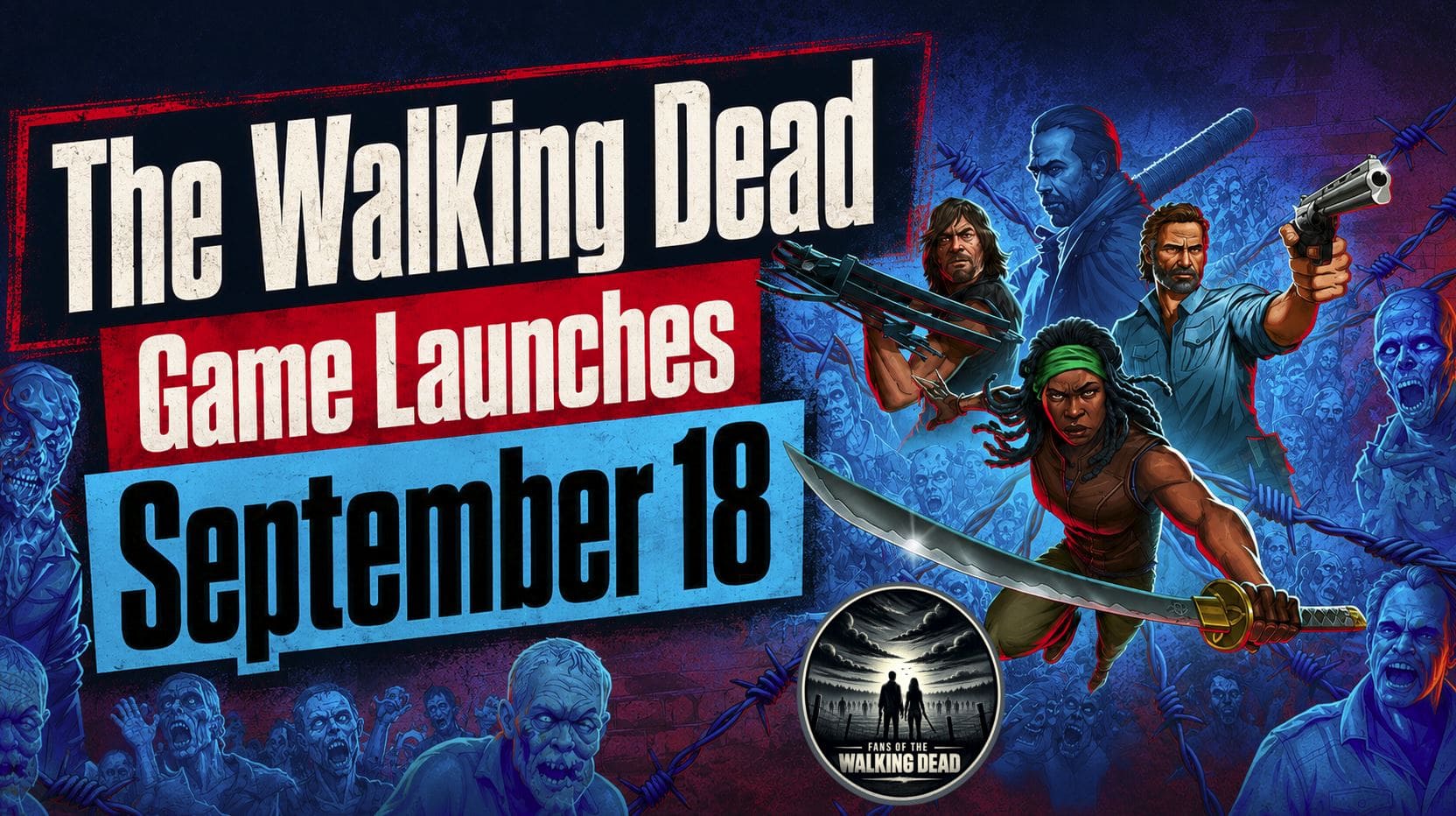 Rick battles a swarm of walkers in The Walking Dead: Streets of Survival