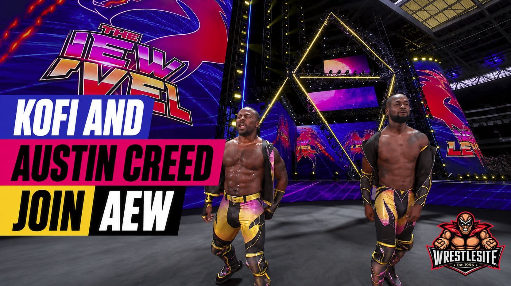 Kofi Kingston and Austin Creed debut as The New Level alongside Swerve Strickland at AEW All In