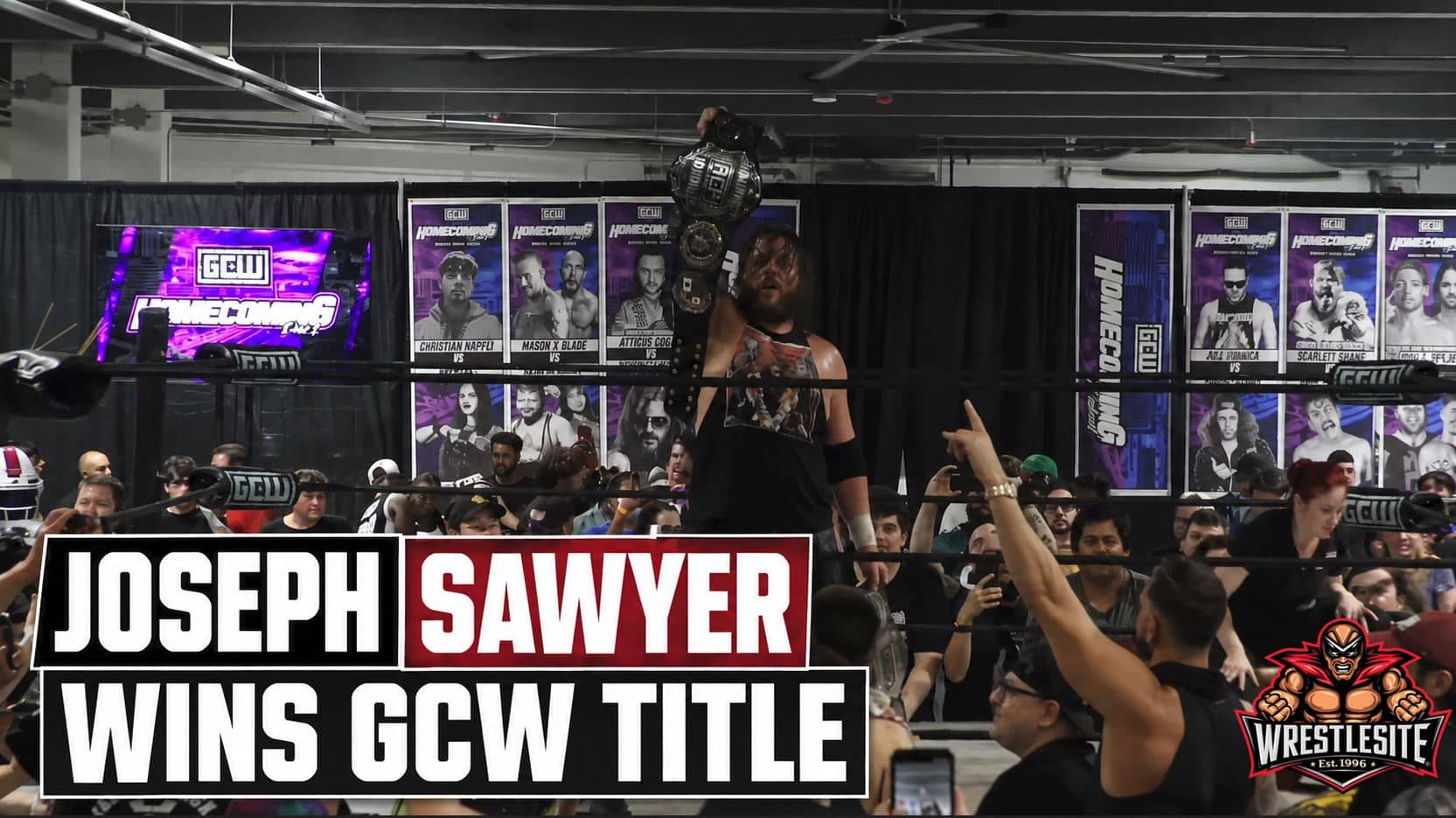 Joseph Sawyer pins Atticus Cogar after hitting Sister Abigail to capture the GCW World Championship