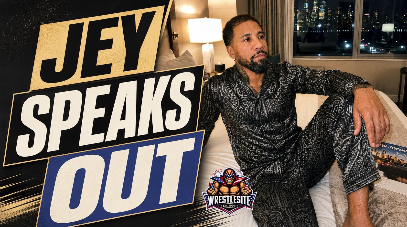 Jey Uso sits in a New York hotel room as he addresses his divorce on Instagram