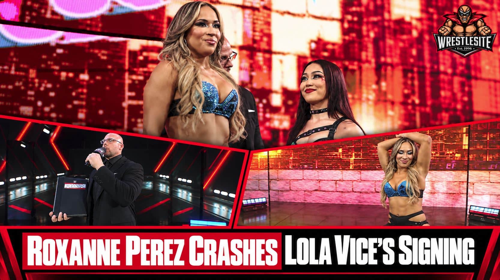 Roxanne Perez confronts Lola Vice during contract signing before Money in the Bank upcoming showdown