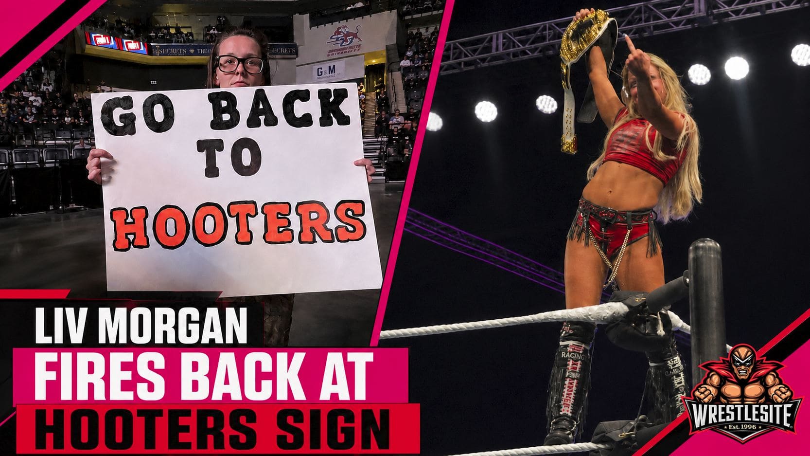 Liv Morgan responds to Hooters sign with middle finger during WWE live event in Savannah