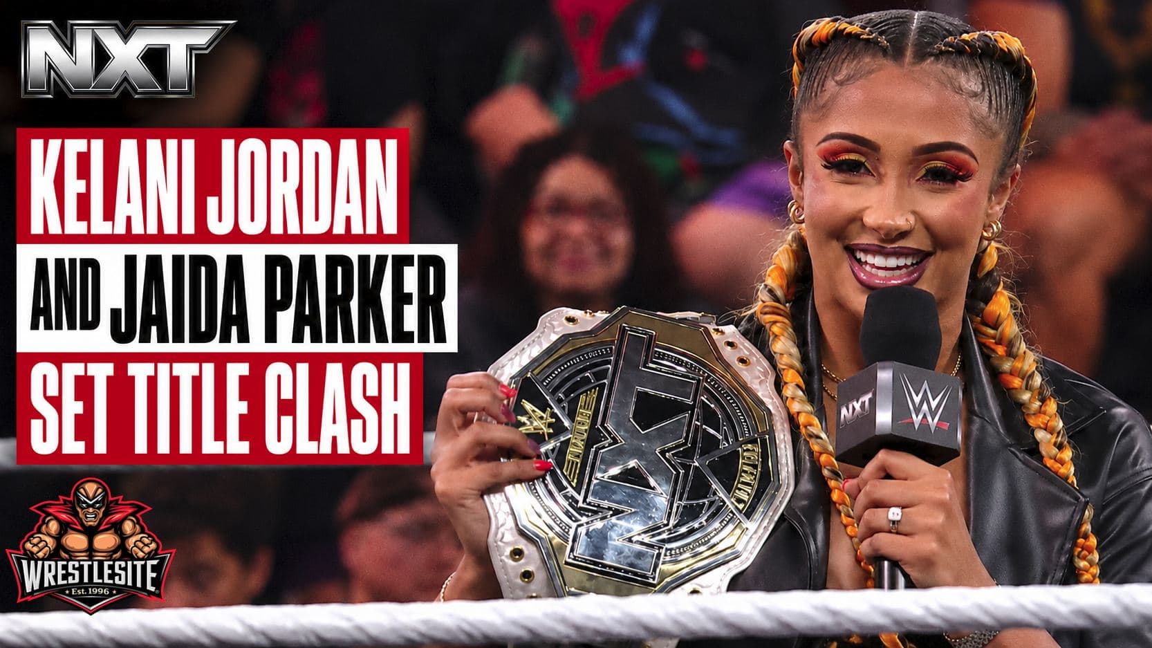 Kelani Jordan celebrates her NXT Women's Championship before Jaida Parker challenges her for next week