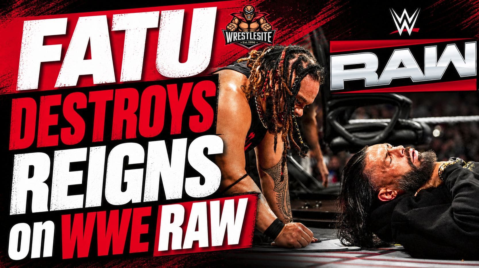 Jacob Fatu attacks Roman Reigns with Tongan Death Grip and puts him through table on WWE Raw