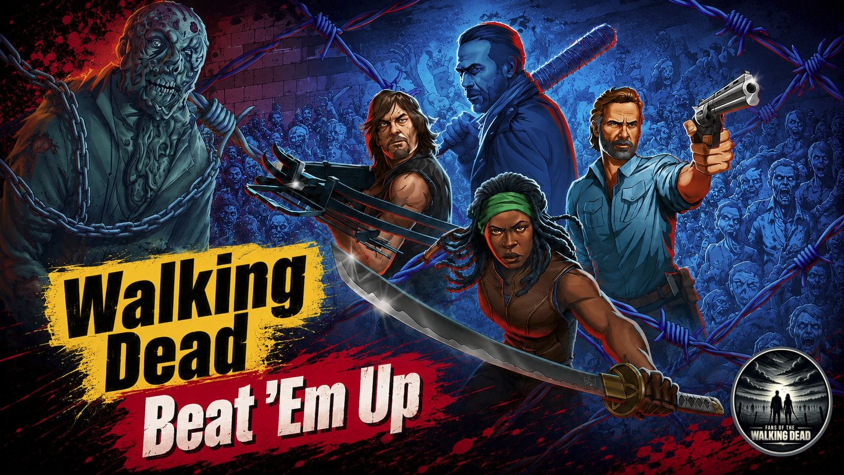 Rick Grimes, Daryl Dixon, and Michonne fight walkers and Saviors in The Walking Dead beat ’em up game