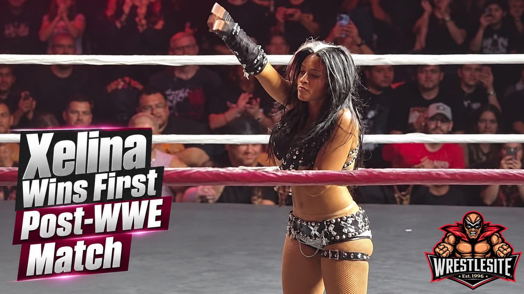 Xelina celebrates victory after defeating Shayna Baszler and Brittnie Brooks at House of Glory Fallout
