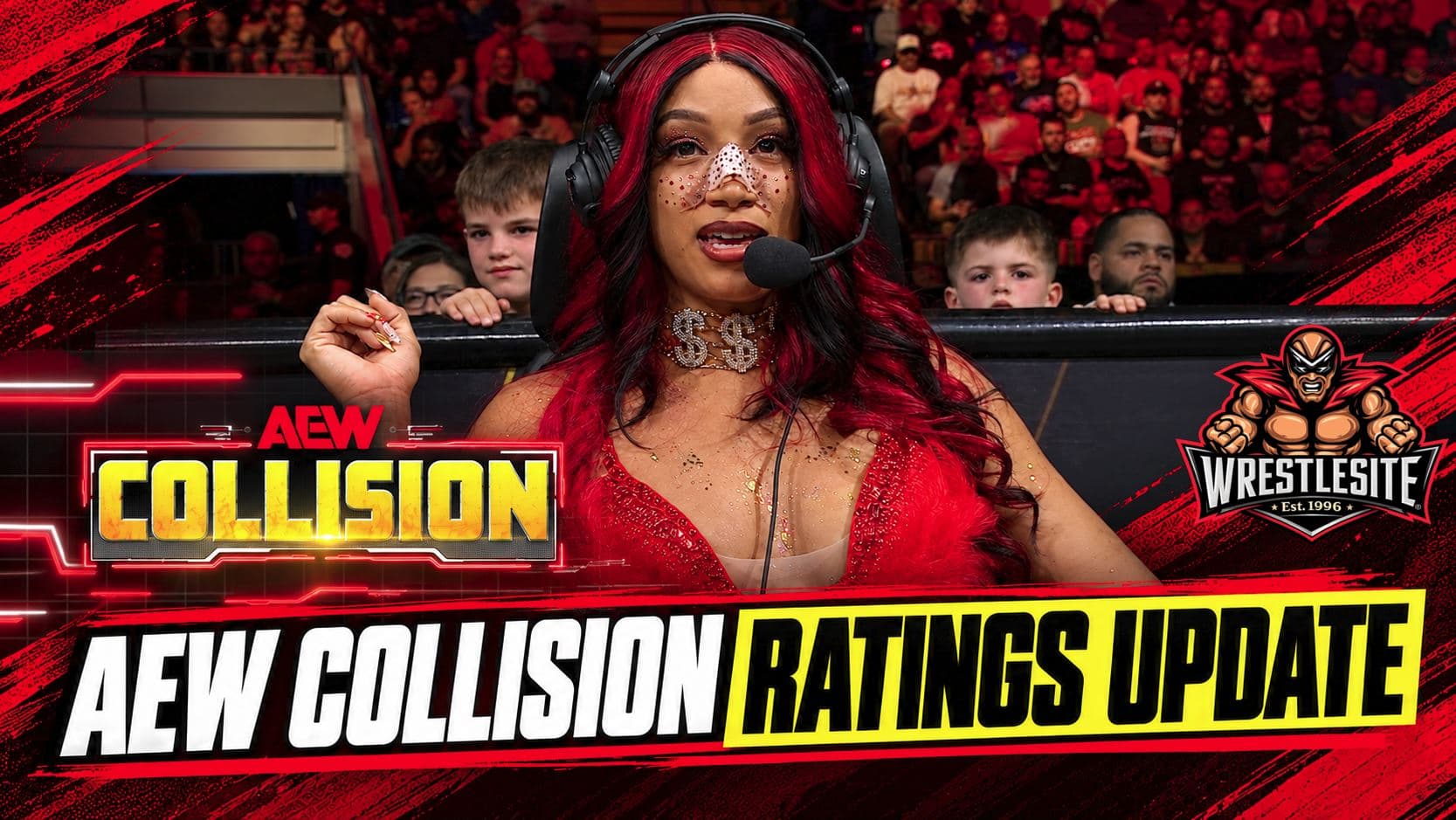 AEW Collision viewership graphic showing September 12 ratings and year-over-year audience growth on TNT wrestling broadcast