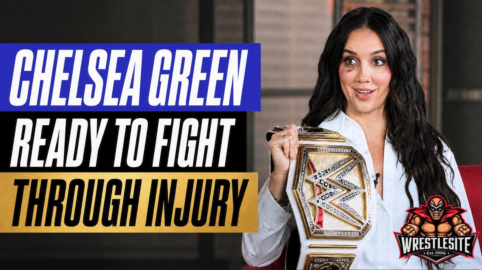 Chelsea Green displays protective face mask while discussing her broken orbital bone and WWE championship