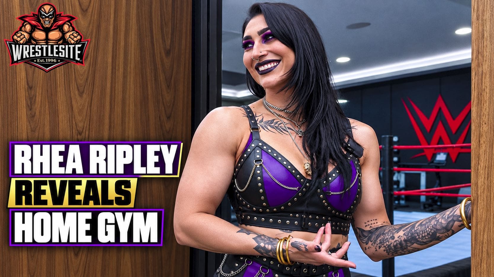 Rhea Ripley shows Jesse James West the wrestling ring and training equipment inside her massive home gym